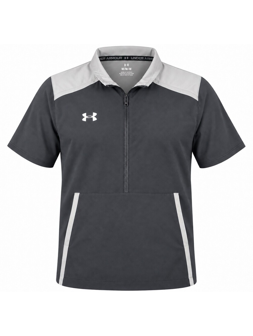 Under Armour Mens Medium Gray Short Sleeve Half Zip Baseball Cage Pullover NWOT